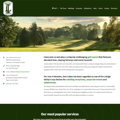 Iron Lakes Country Club website - Allentown, PA
