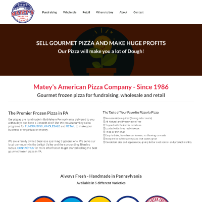 Matey's Pizza website - Bethlehem, PA