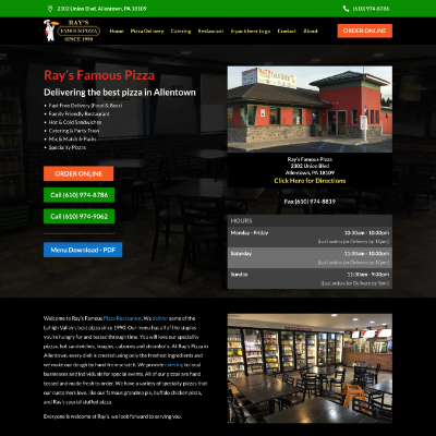 Ray's Famous Pizza website - Allentown, PA